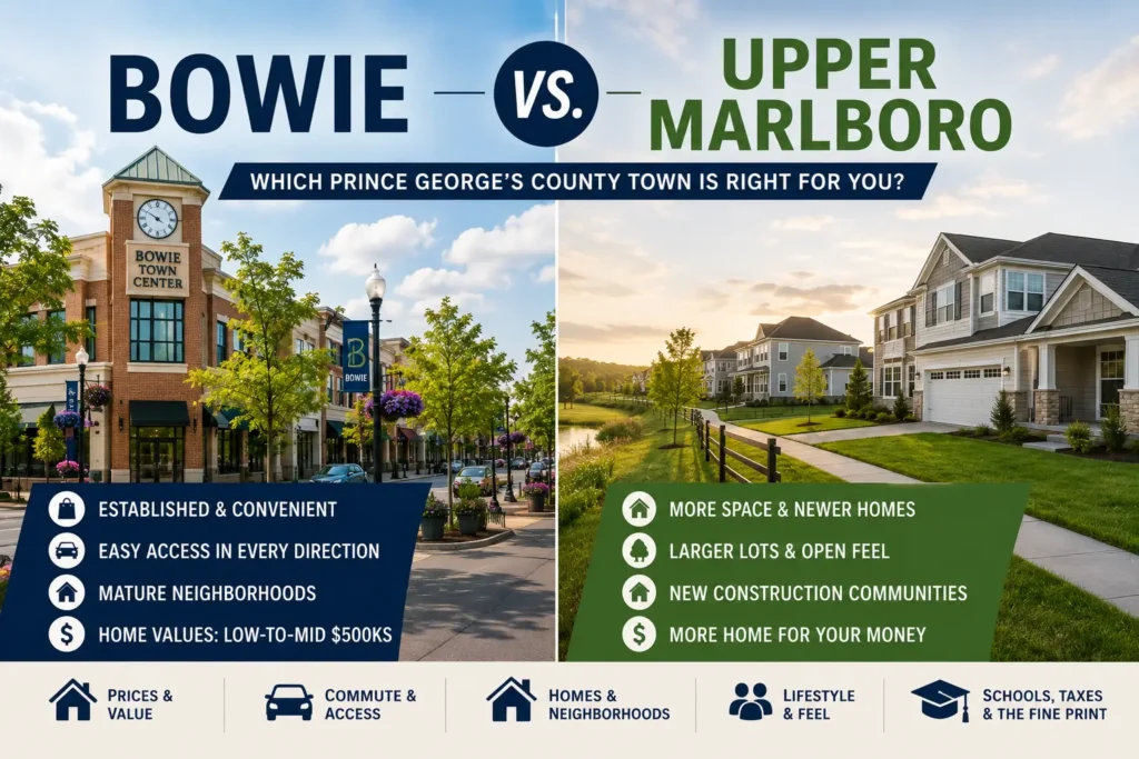 Bowie versus Upper Marlboro, Maryland neighborhood comparison