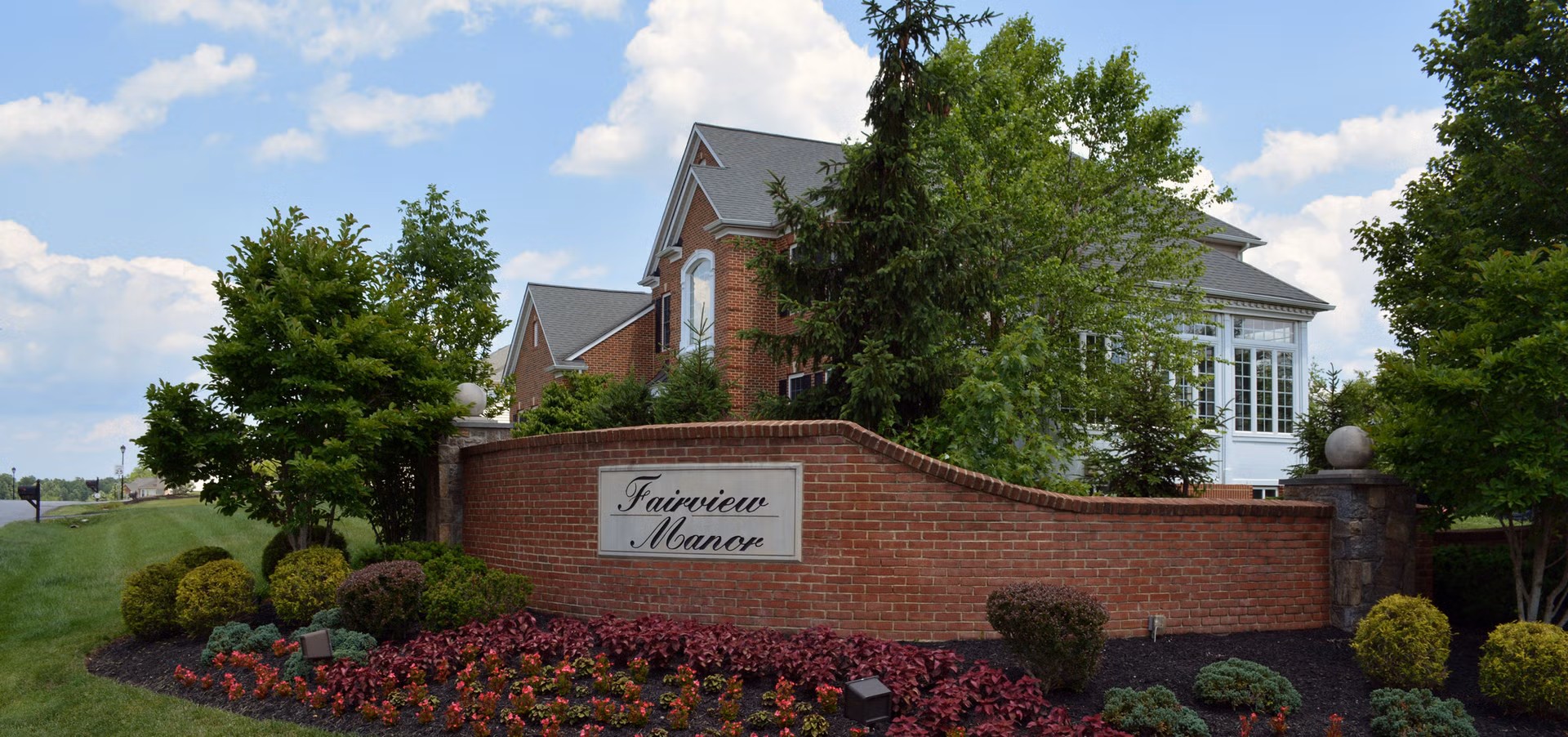 Fairview Manor brick community entrance in Bowie, Maryland