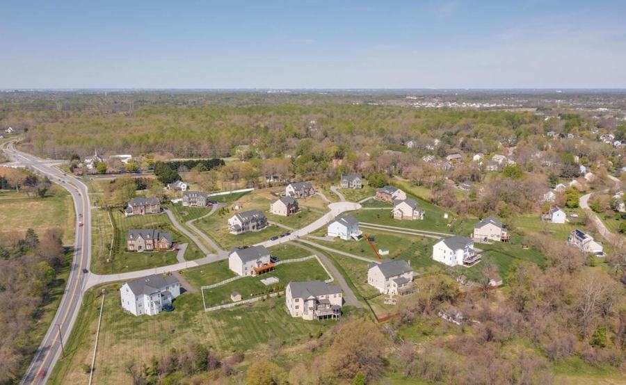 Aerial view of estate homes in Upper Marlboro, MD near Joint Base Andrews